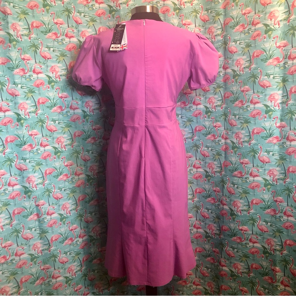 Dolly And Dotty Fishtail Vintage Style Dress Women’s Fuchsia Pink New - Picture 6 of 10